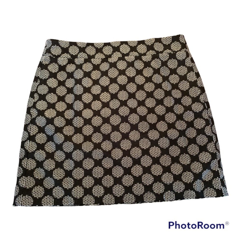 LOFT Black and White Geometric Pencil Skirt